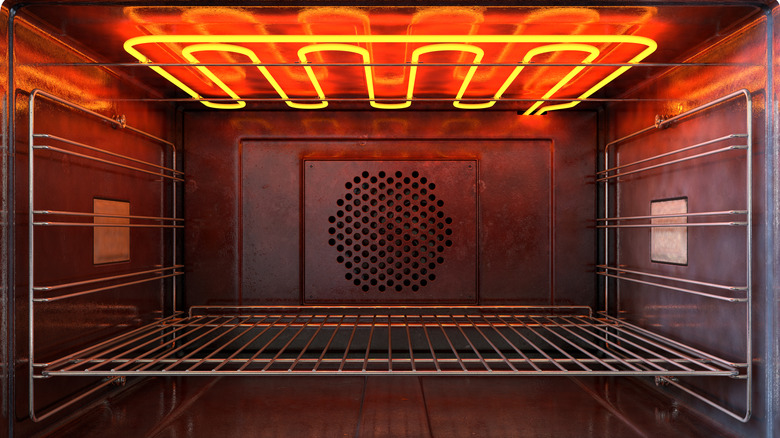 Interior of heated electric oven