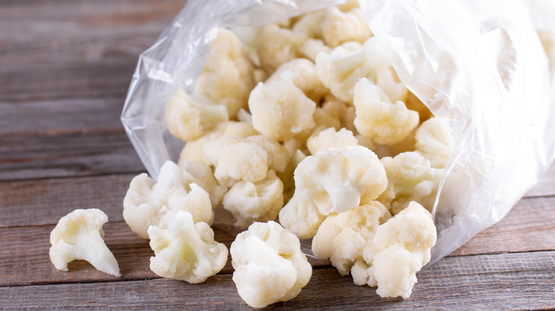 A bag of cauliflower florets