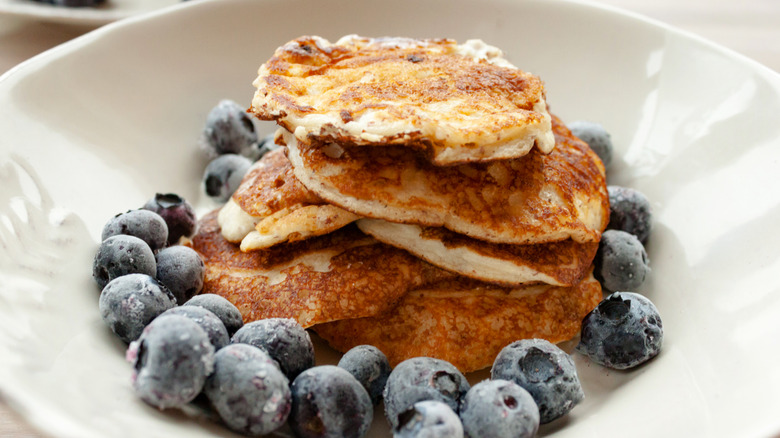 Coconut flour pancakes with blueberries