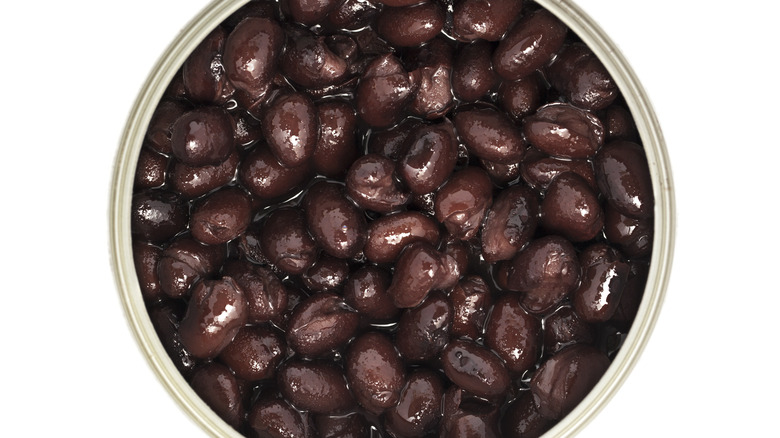 opened can of black beans