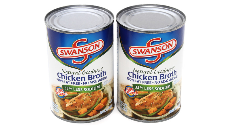 cans of Swanson chicken broth