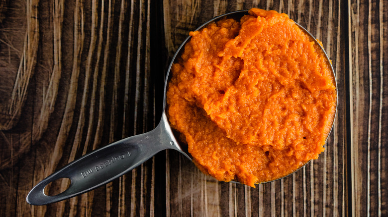 a cup of canned pumpkin