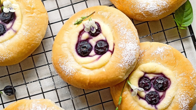 blueberry pastry on wire rack