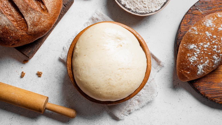 Bread dough on table