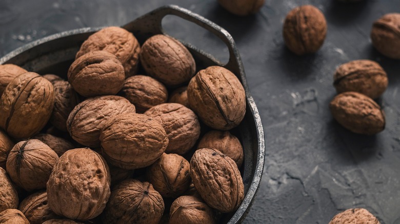 Bowl of whole walnuts