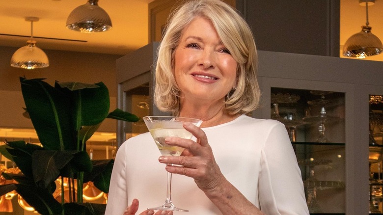 Martha Stewart holding martini