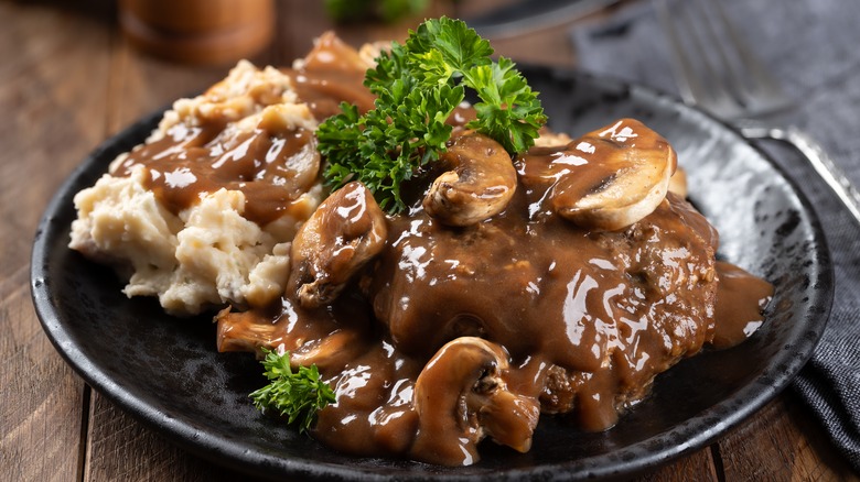 Salisbury steak with mushroom gravy