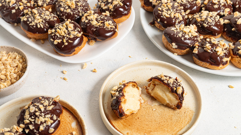 chocolate hazelnut profiteroles