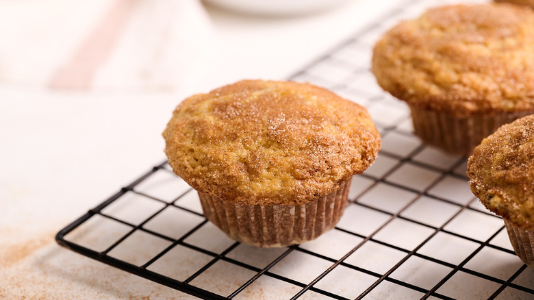 cinnamon banana muffin on rack