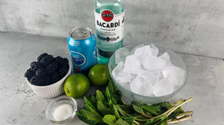 Ingredients for blackberry mojito