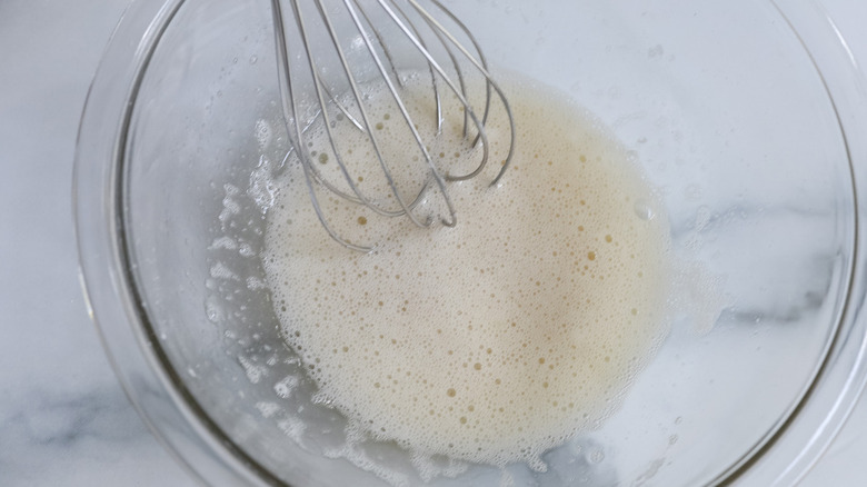 beaten egg whites in bowl