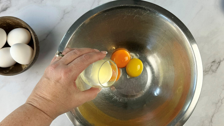 lemon juice and yolks in bowl