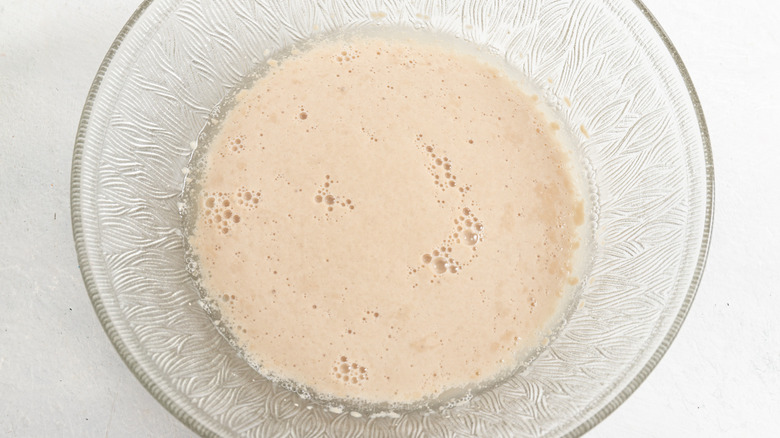 yeast foaming in bowl