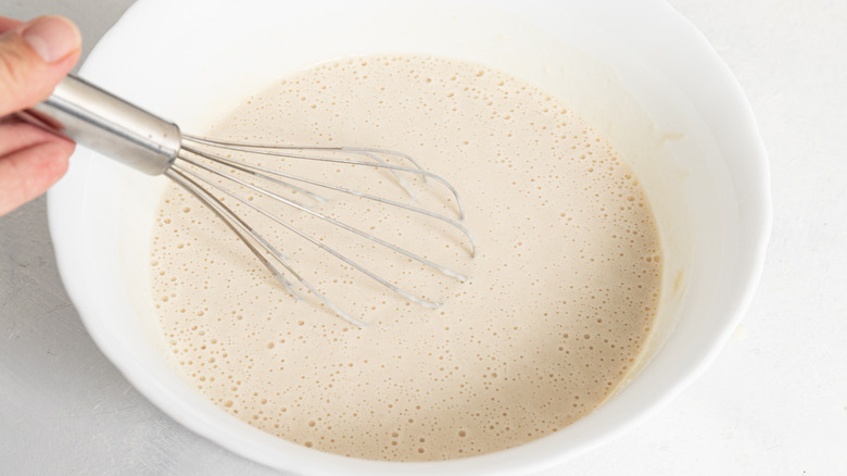 crumpet batter in bowl