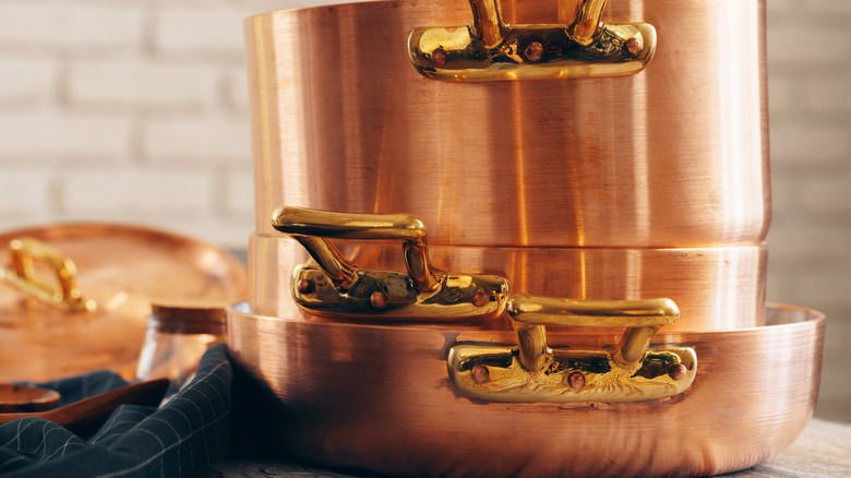 Shiny copper pots and pans