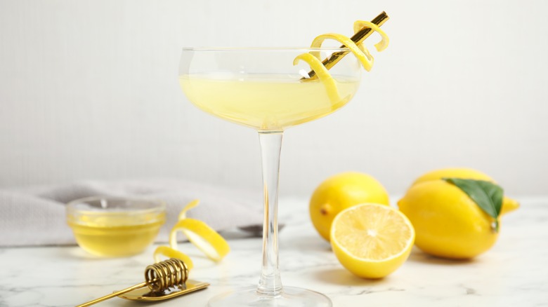 lemon cocktail with lemon peel