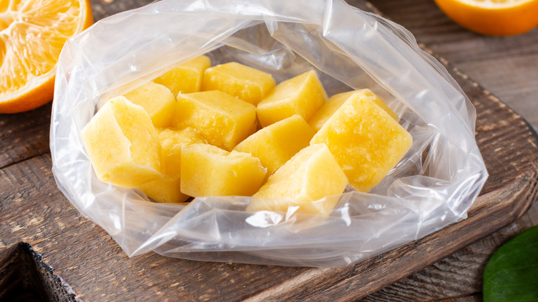 lemon ice cubes in bag