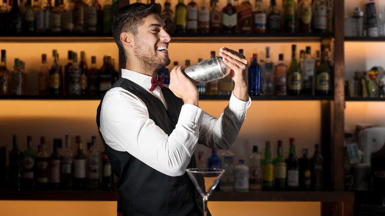 bartender shaking up a cocktail