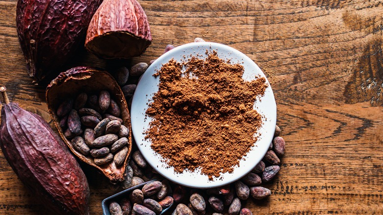 a bowl of cocoa powder