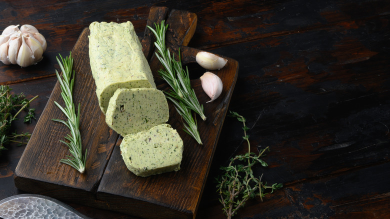 A thyme, rosemary and garlic compound butter