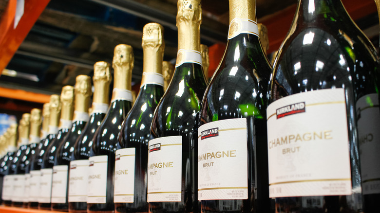 shelf with Costco Kirkland Signature Brut Champagne