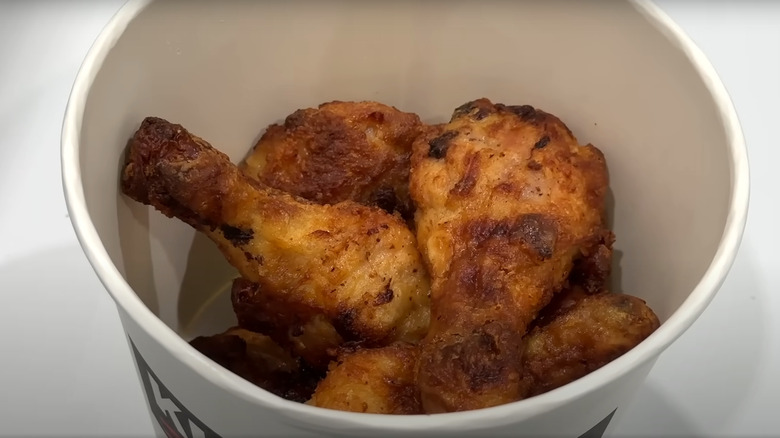 Fried chicken drumsticks in Kirkland Costco bucket