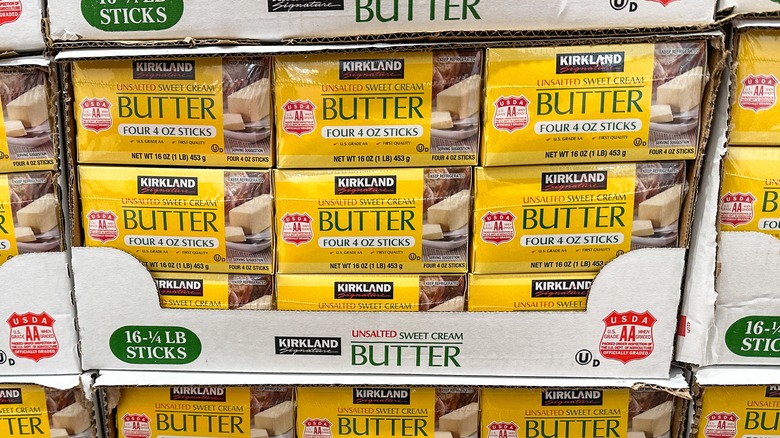 Packages of Kirkland Signature Sweet Cream unsalted butter