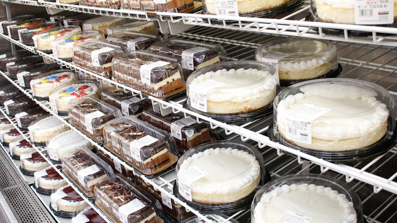 A view of several prepared Kirkland Signature cakes, on display at a local Costco