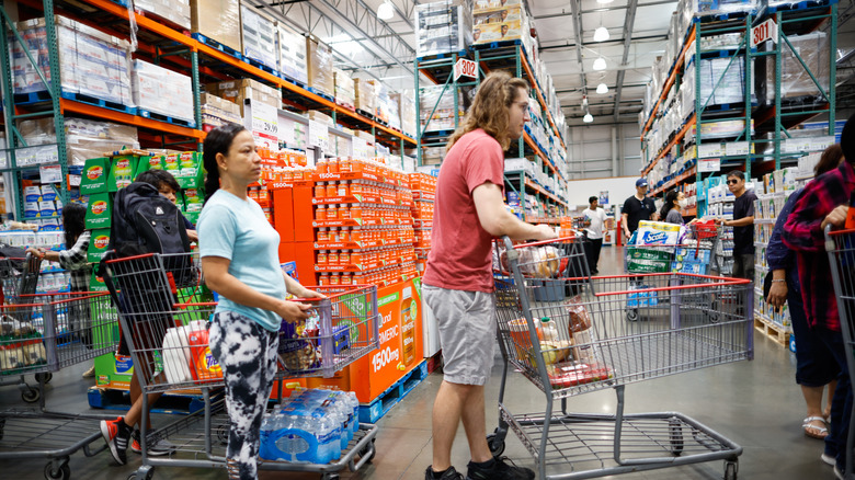 People waiting in line at Costco