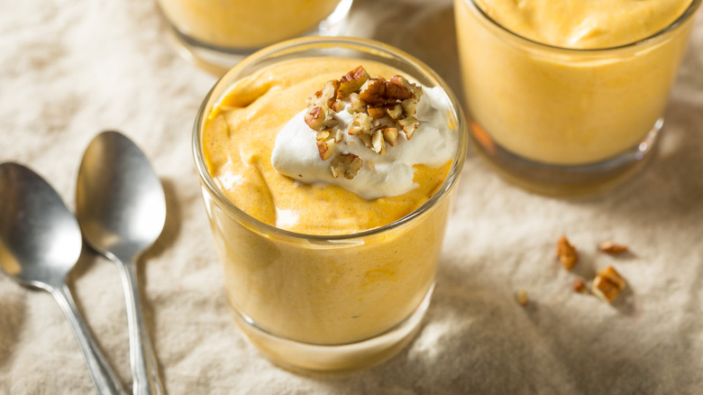 Glasses of pumpkin pudding