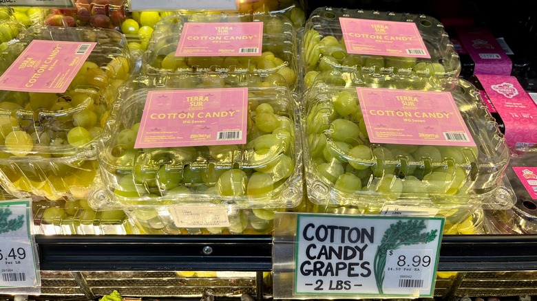 Cotton candy grapes on a store shelf