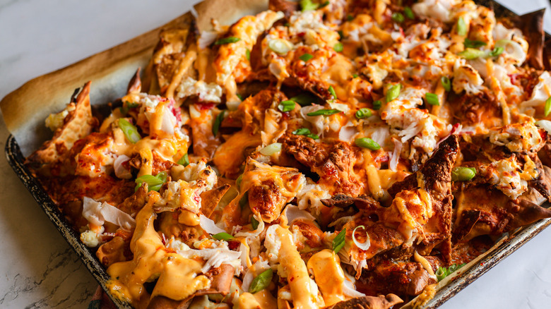 sheet of crab rangoon nachos