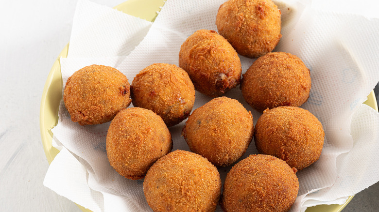 Croquettes on a plate with a paper towel