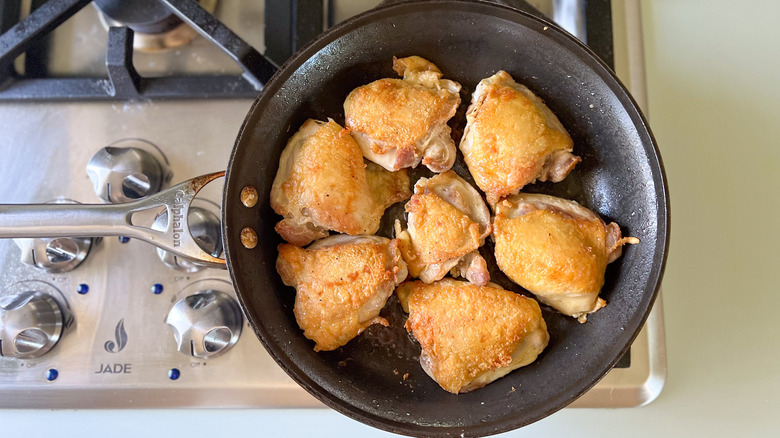 chicken thighs in pan