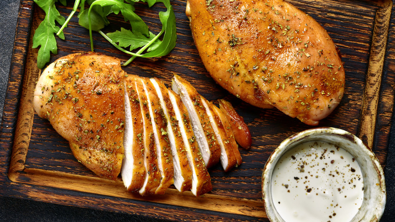 Sliced marinated chicken breast