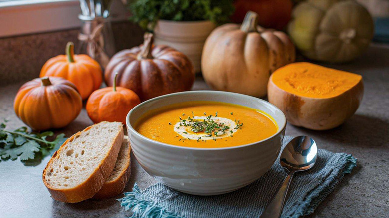 butternut squash soup in bowl