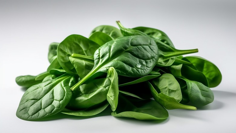 Pile of fresh spinach