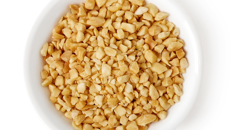Bowl of chopped peanuts