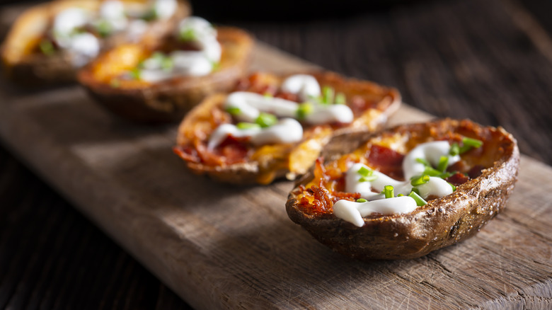 potato skins on a serving tray