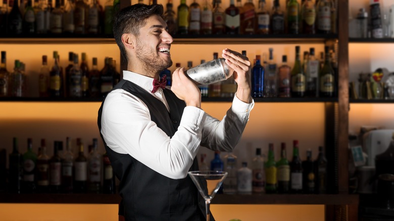 Bartender shaking a drink