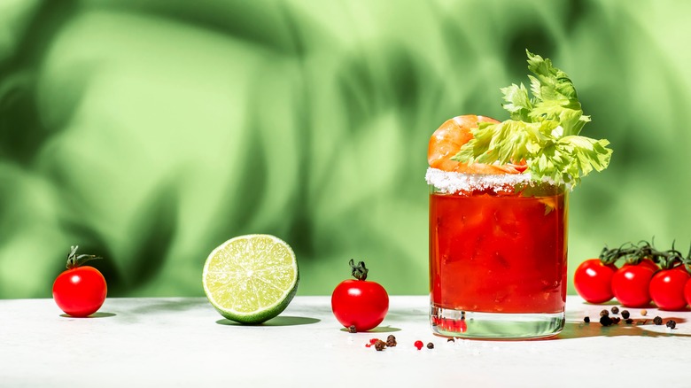 Caesar cocktail with shrimp