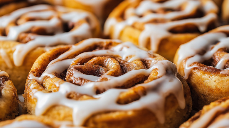 Close-up of some home made cinnamon rolls.