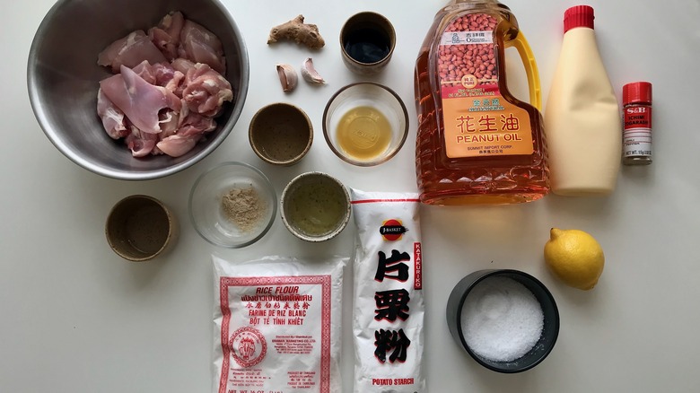 ingredients for Japanese karaage fried chicken
