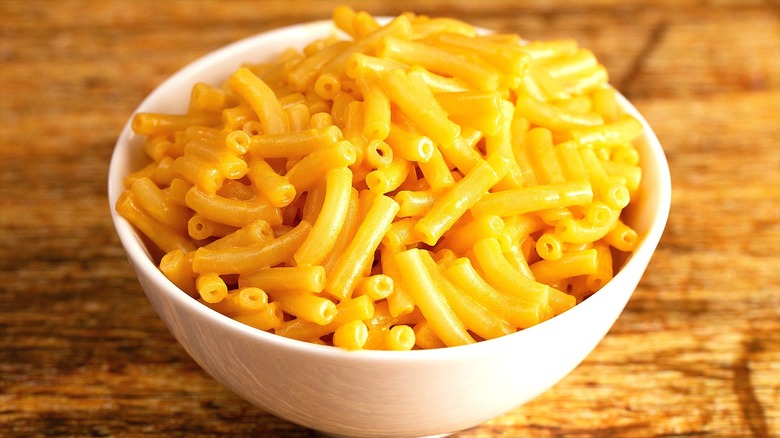 Bowl of boxed macaroni and cheese