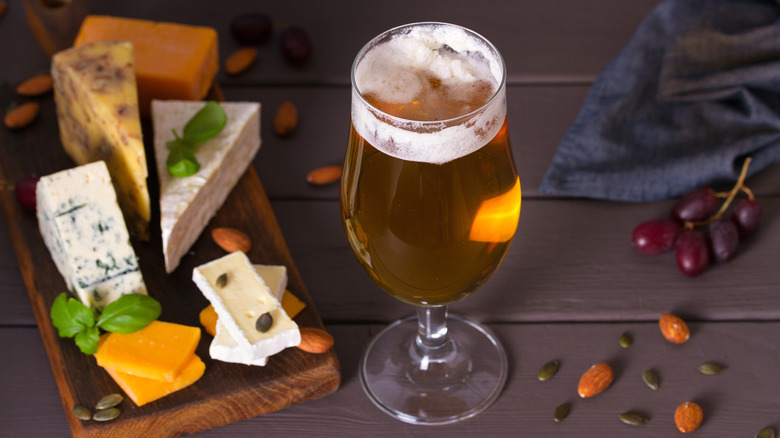 cheese board and beer