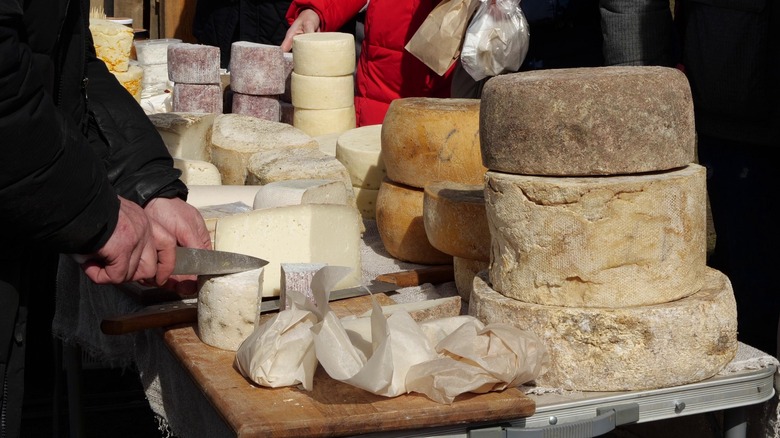 local cheeses at market