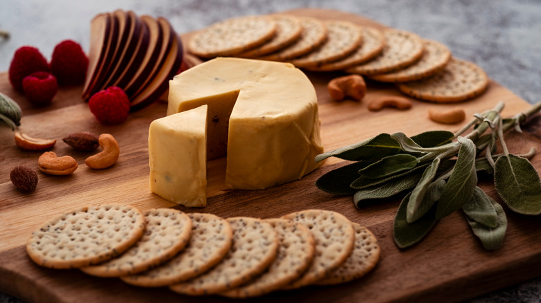 crackers on cheese board