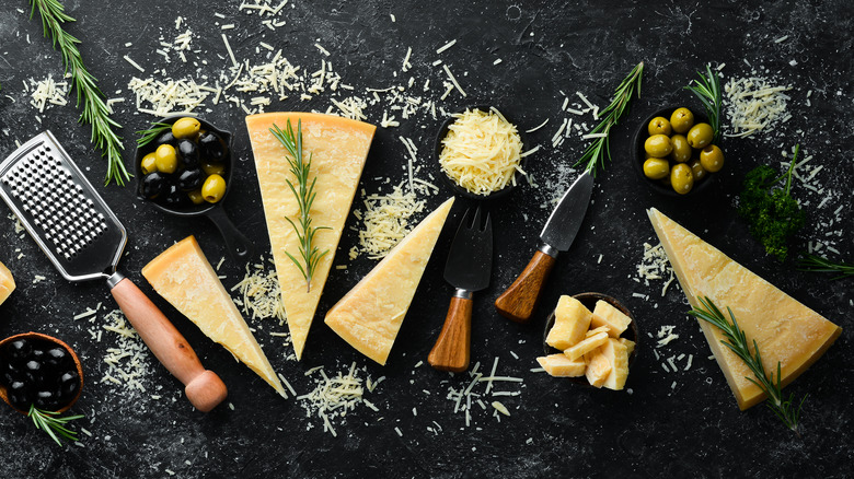 cheese on black slate