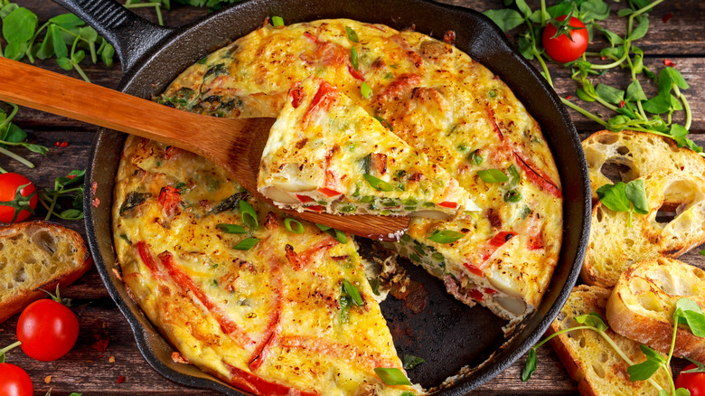 Frittata with peppers, asparagus, and potatoes