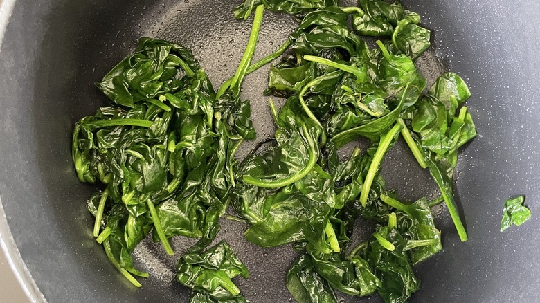 sauteed spinach in pan